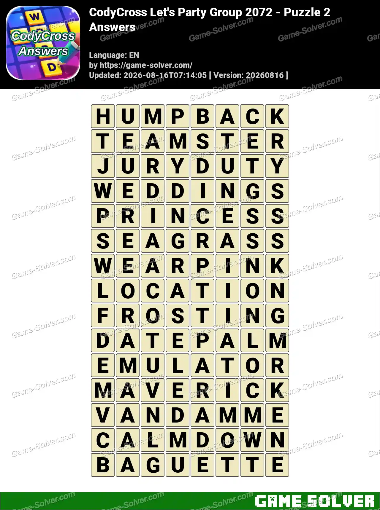 CodyCross Let’s Party Group 2072 – Puzzle 2 Answers